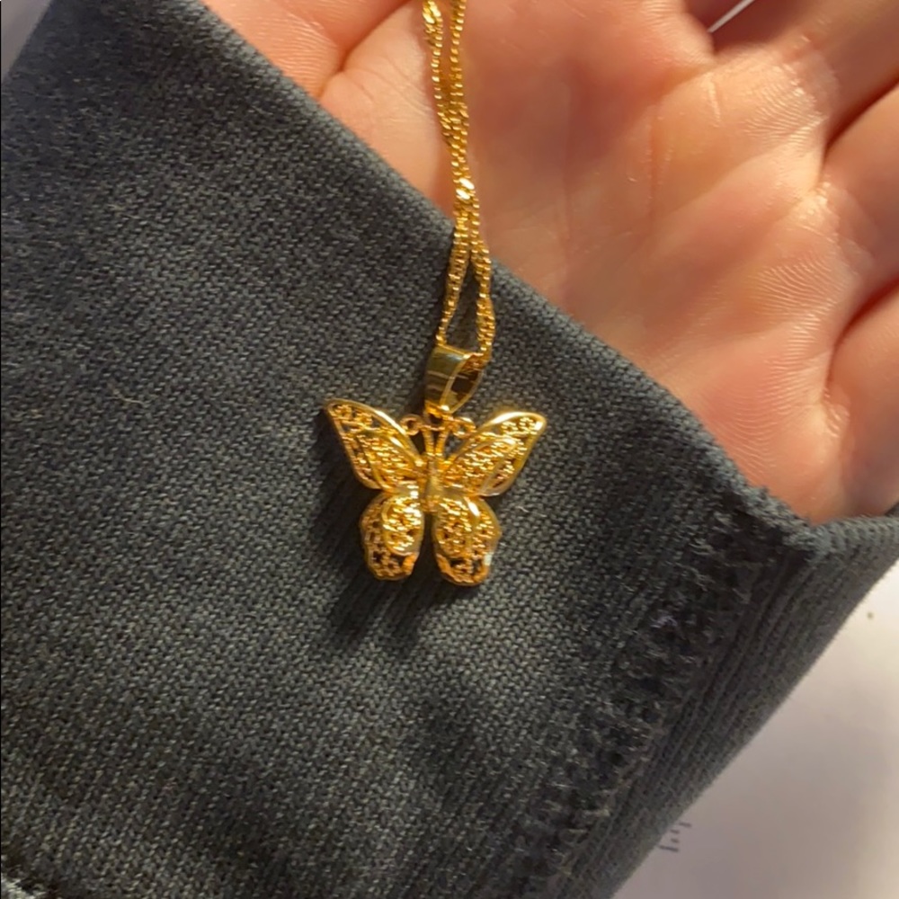 Gold butterfly necklace